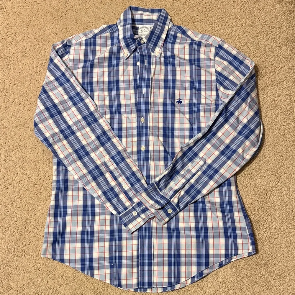 Brooks Brothers Blue and White Plaid Shirt - Picture 1 of 3